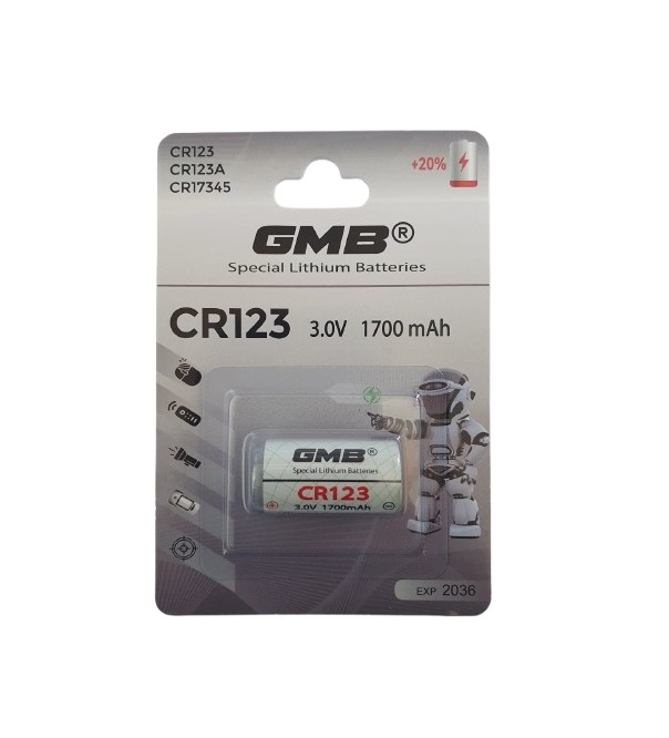 10 шт GMB CR123A 3.0V 1700mAh Літієва батарейка, блістер, ЛОТ 10 шт