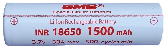 Акумулятор високотоковий Li-Ion GMB INR18650 1500mAh 3.7V 30A max