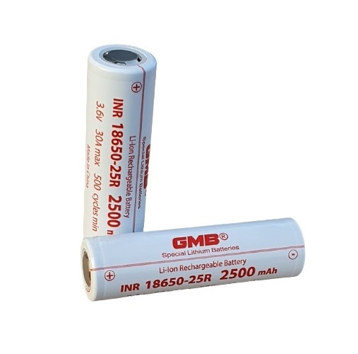 Акумулятор високотоковий Li-Ion GMB INR18650 2500mAh 3.6V 30A max