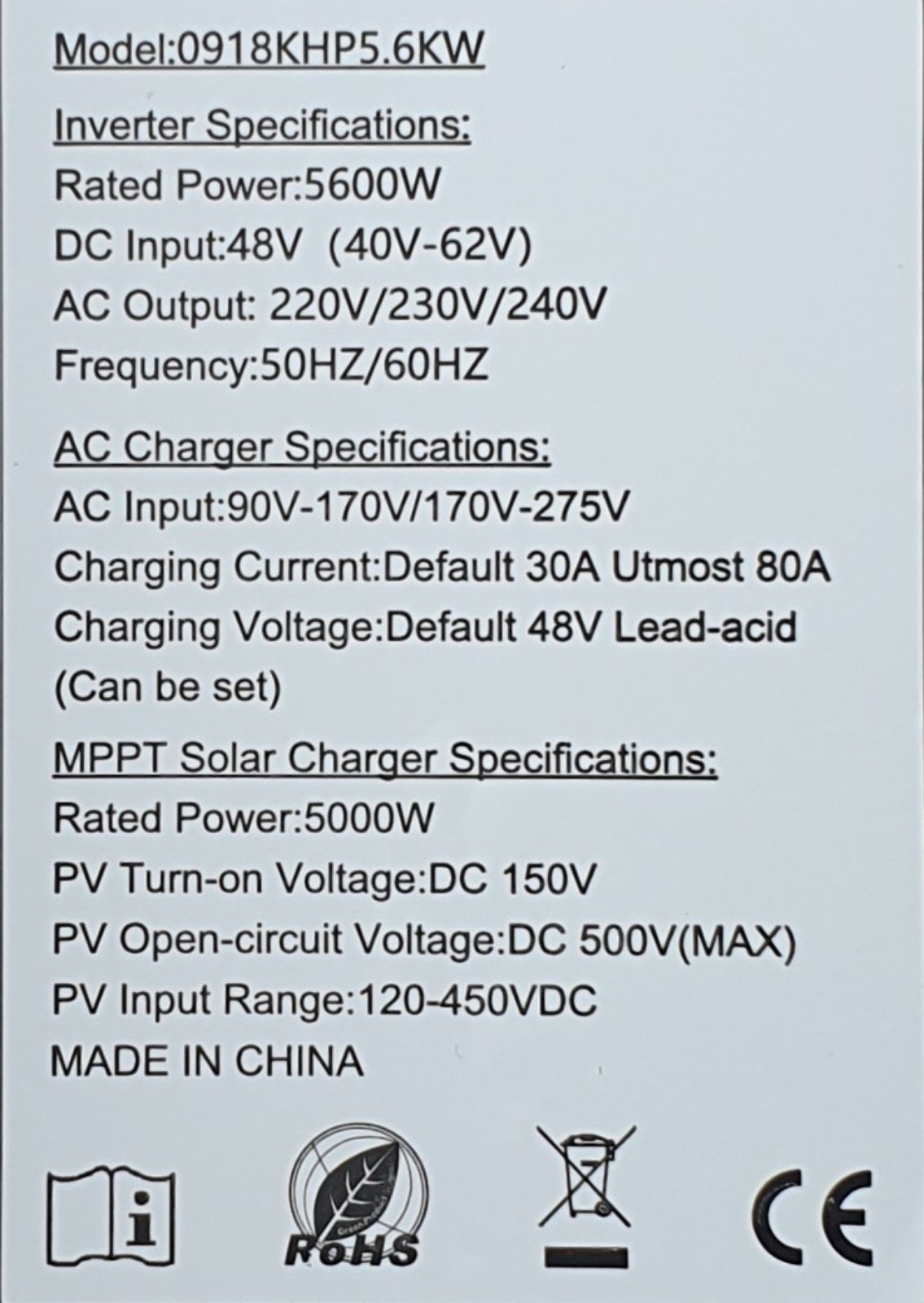 Гібридний інвертор 5,6KW